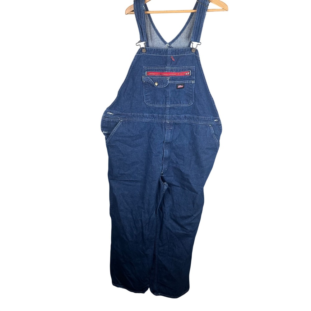 Genuine Dickies Mens 2XLR Blue Denim Bib Overalls EB713RNB Carpenter Workwear